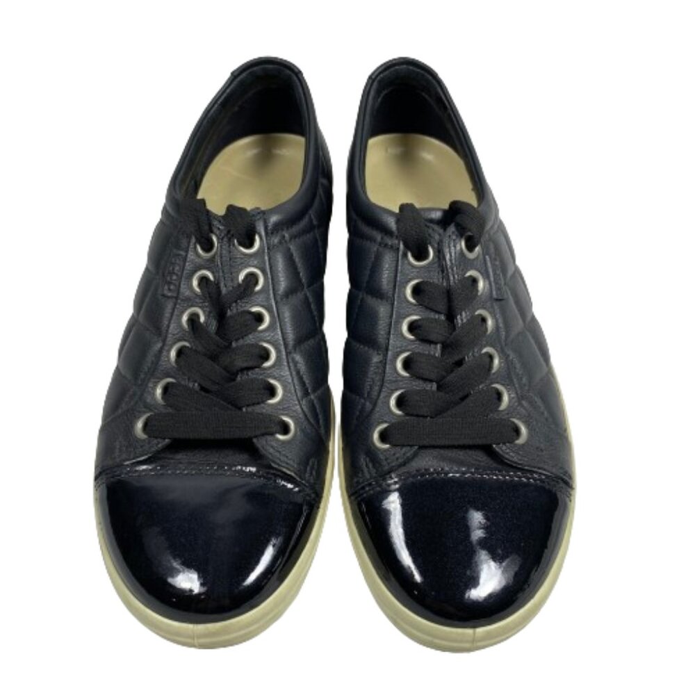 Ecco Womens‎ Quilted Leather Lace Up Sneakers Size EU 36 Black Casual Comfort